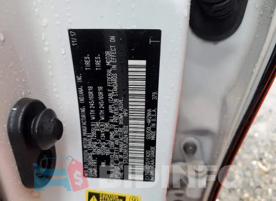 5TDZZRFH7JS241602 Photo# 13