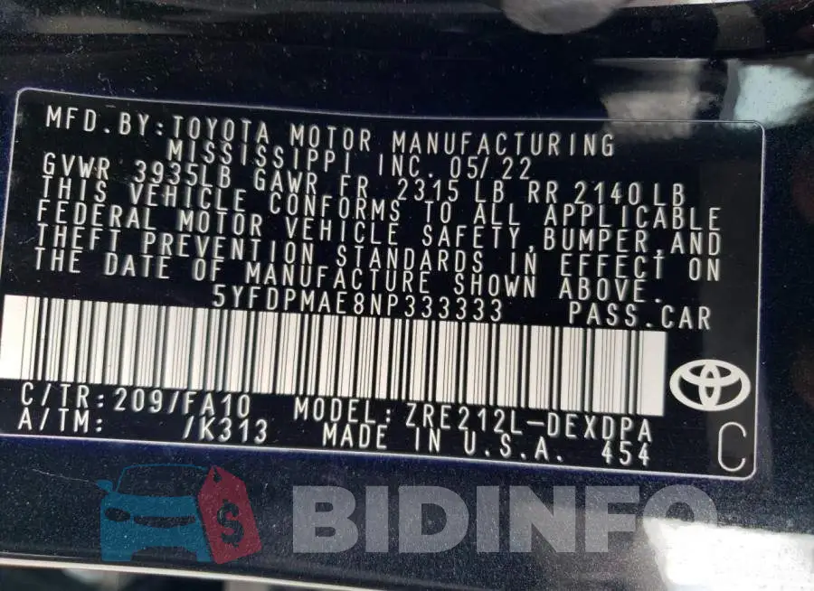 5YFDPMAE8NP333333 Photo# 12