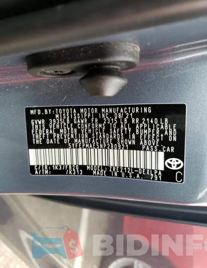 5YFEPMAE5NP280921 Photo# 12