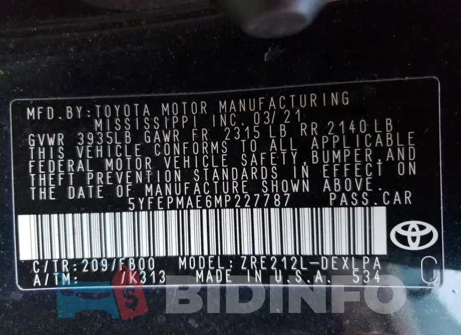 5YFEPMAE6MP227787 Photo# 12