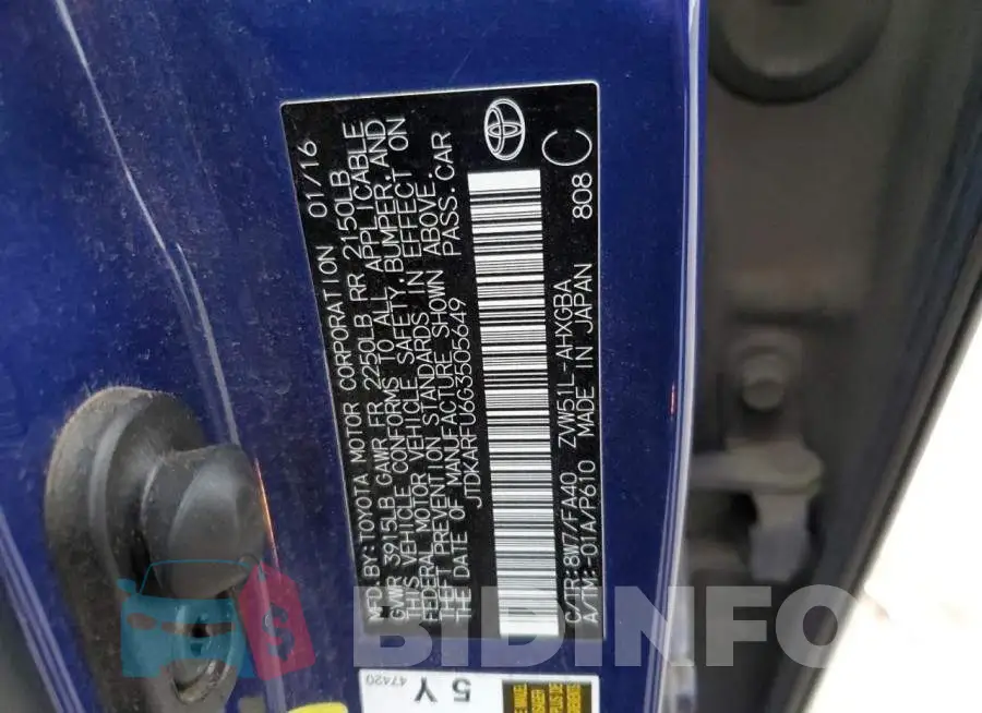 JTDKARFU6G3505649 Photo# 12