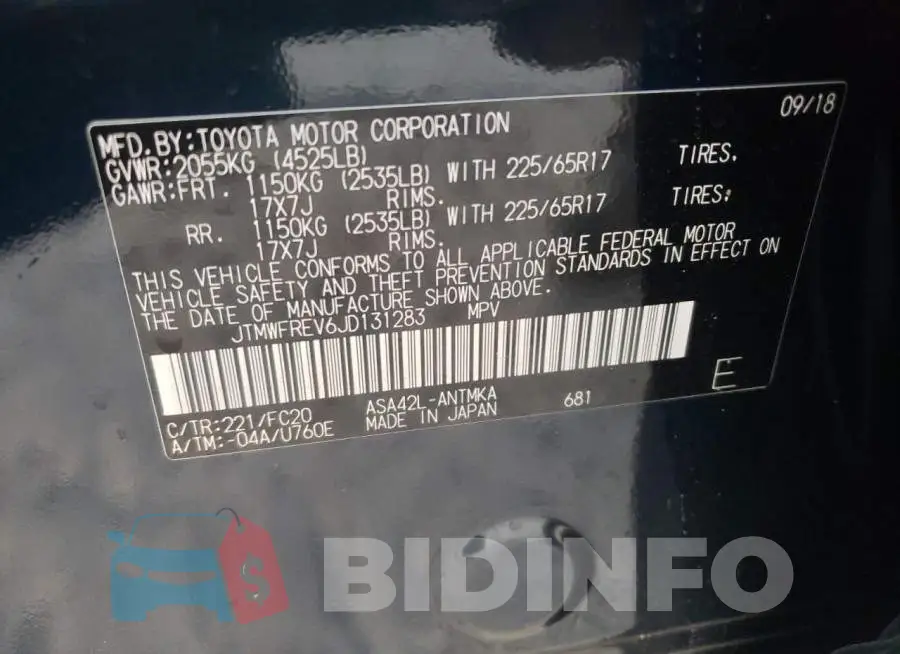 JTMWFREV6JD131283 Photo# 13