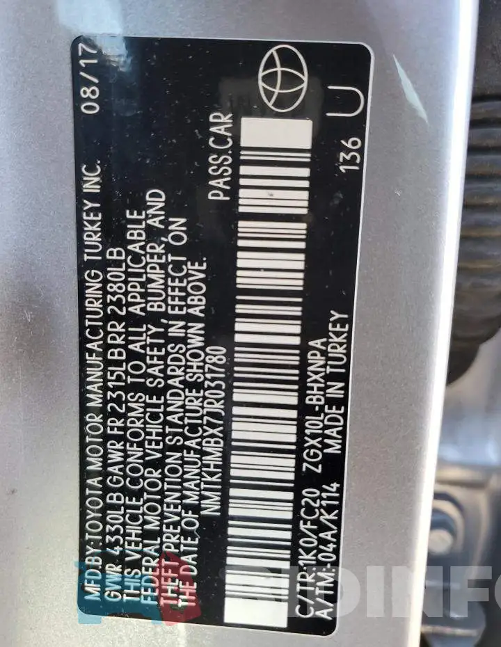 NMTKHMBX7JR031780 Photo# 12