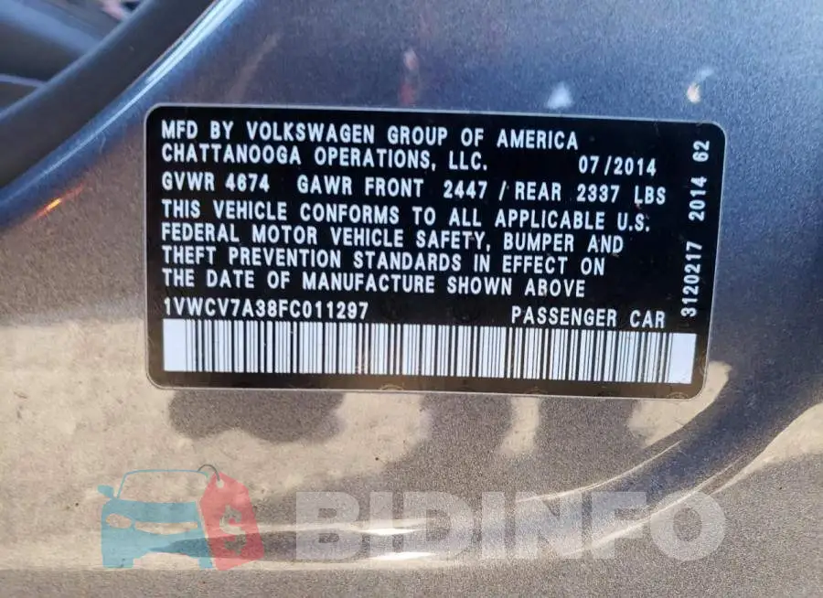 1VWCV7A38FC011297 Photo# 12