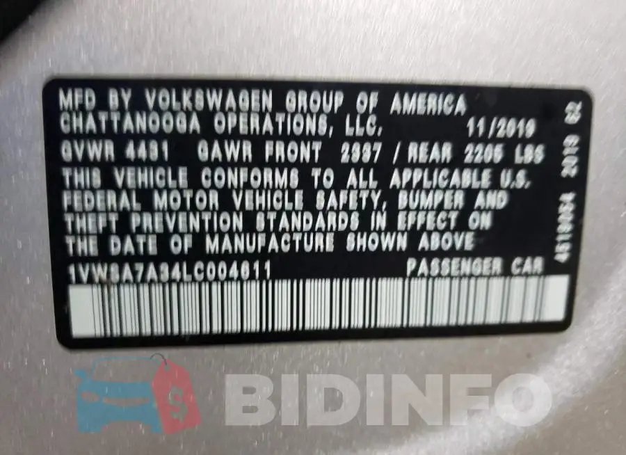 1VWSA7A34LC004611 Photo# 13