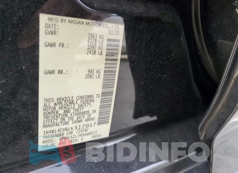 1N4BL4CV6LN317017 Photo# 12
