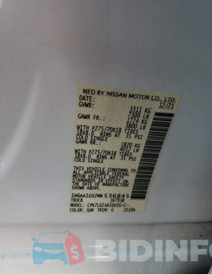 1N6AA1ED2MN536845 Photo# 13