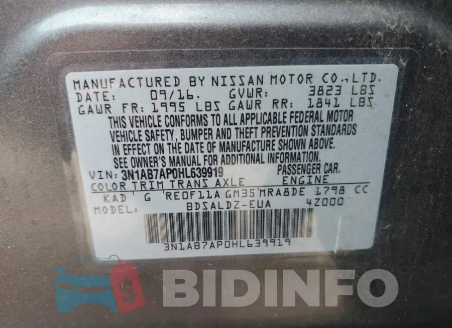 3N1AB7AP0HL639919 Photo# 13