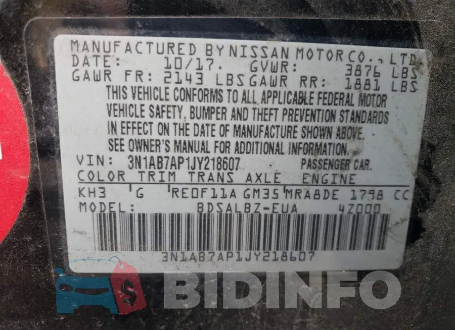 3N1AB7AP1JY218607 Photo# 12