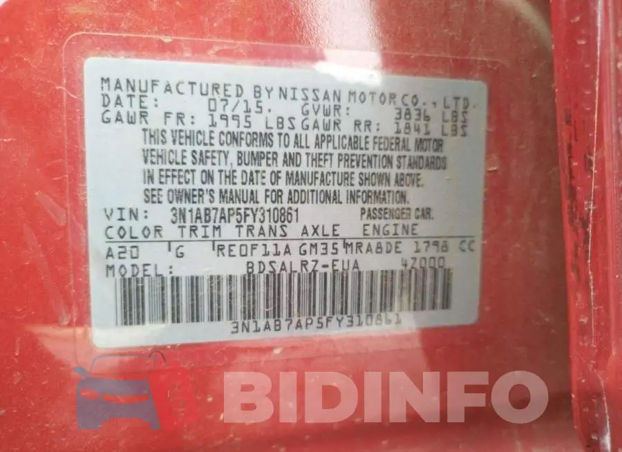 3N1AB7AP5FY310861 Photo# 12