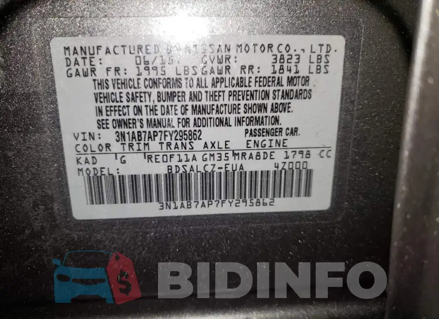 3N1AB7AP7FY295862 Photo# 13