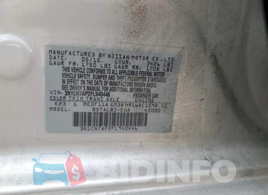 3N1CN7AP2FL940446 Photo# 12