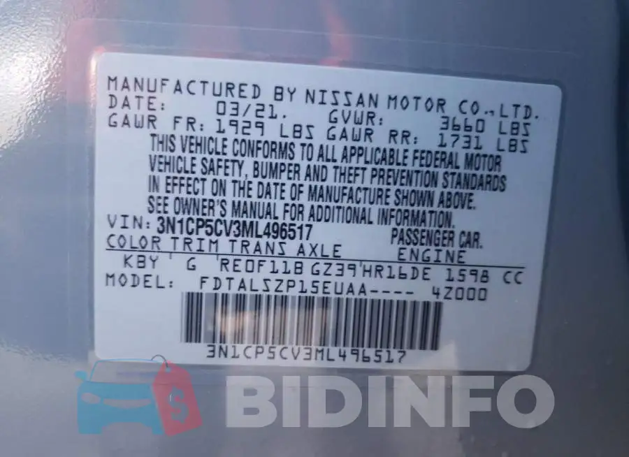 3N1CP5CV3ML496517 Photo# 13