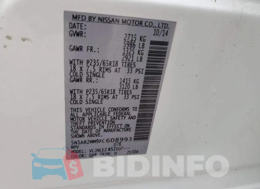 5N1AR2MM9FC608993 Photo# 13