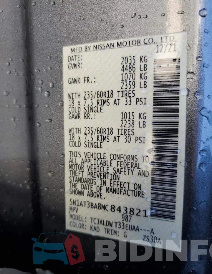 5N1AT3BA8MC843821 Photo# 14