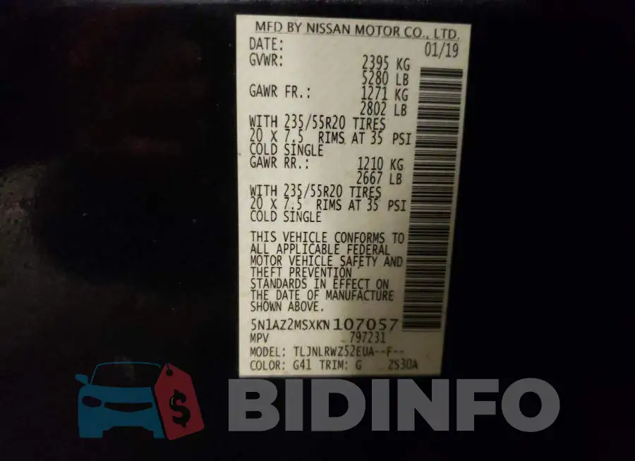 5N1AZ2MSXKN107057 Photo# 13