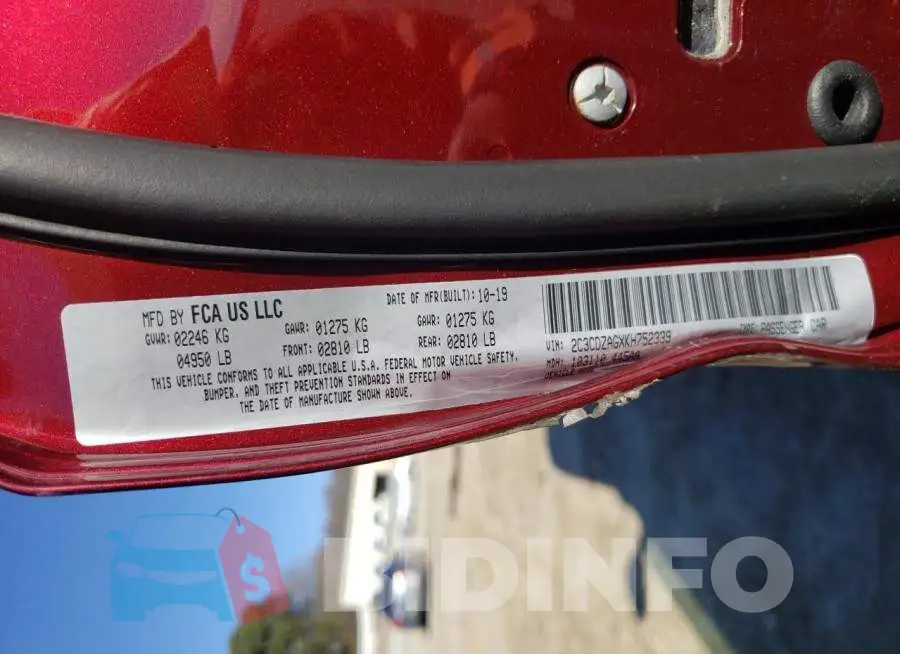 2C3CDZAGXKH752339 Photo# 12