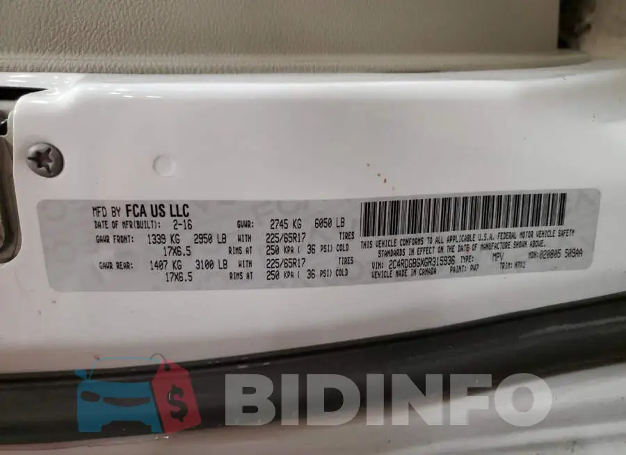 2C4RDGBGXGR315936 Photo# 13