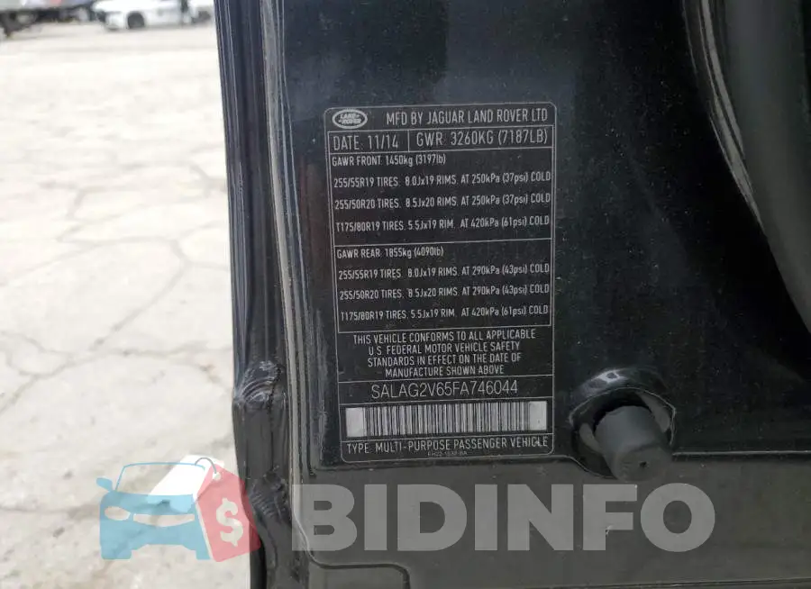 SALAG2V65FA746044 Photo# 13