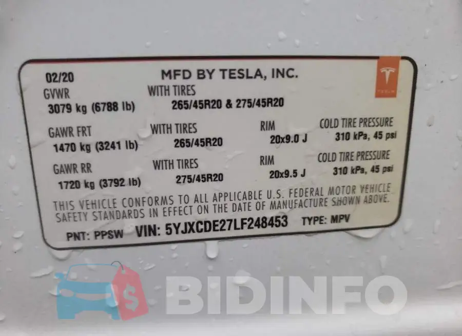 5YJXCDE27LF248453 Photo# 10