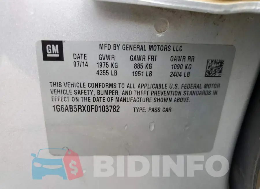 1G6AB5RX0F0103782 Photo# 10