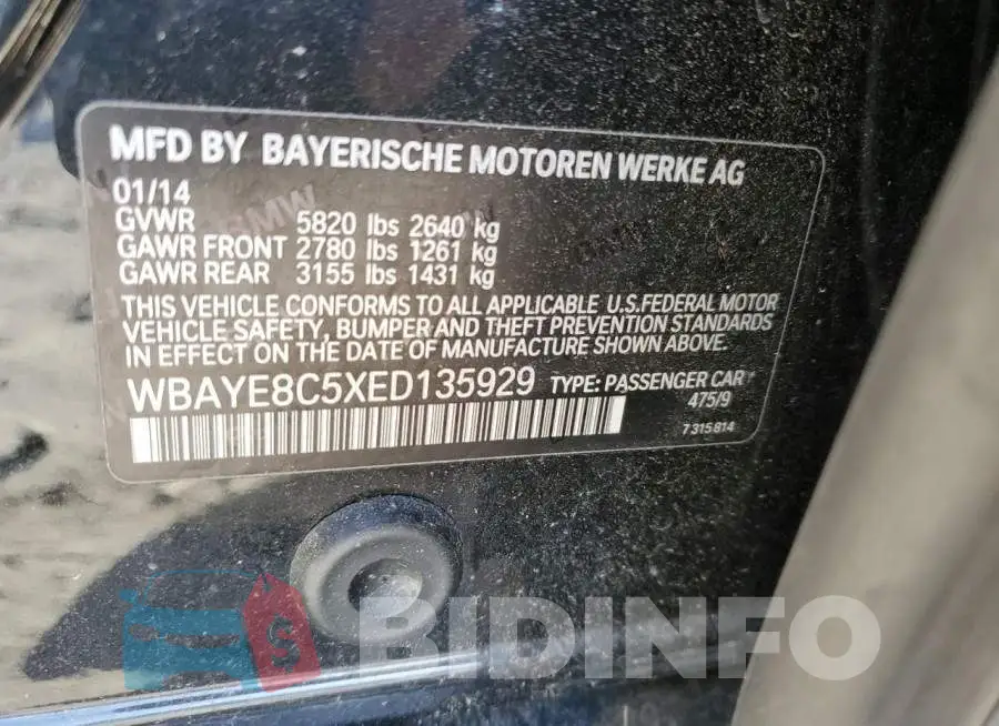 WBAYE8C5XED135929 Photo# 12