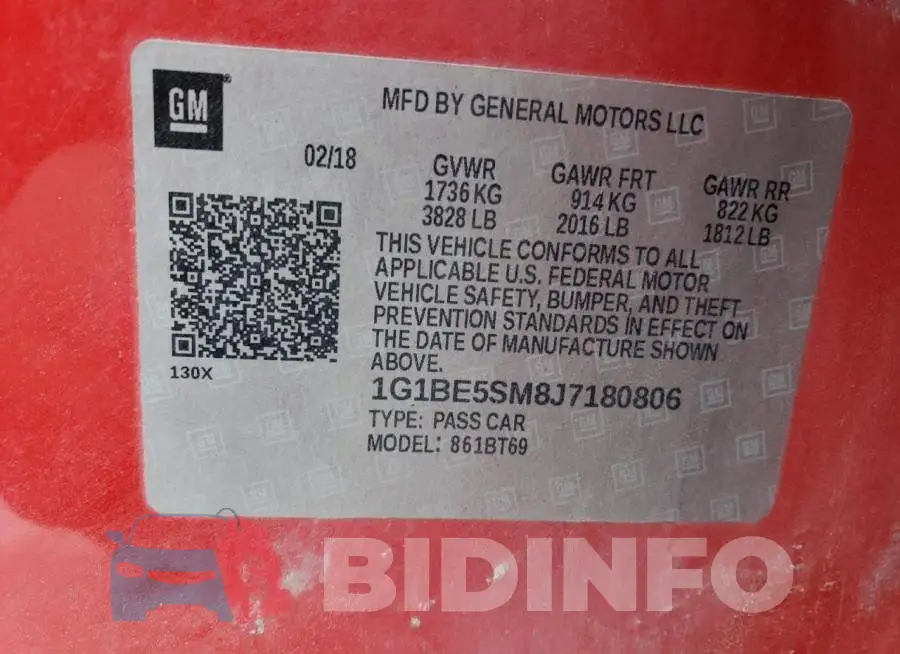 1G1BE5SM8J7180806 Photo# 13