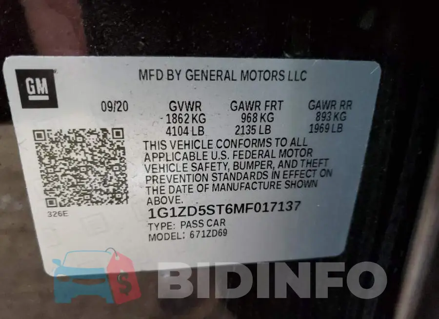 1G1ZD5ST6MF017137 Photo# 12