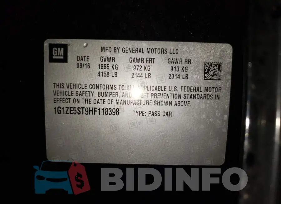 1G1ZE5ST9HF118398 Photo# 12
