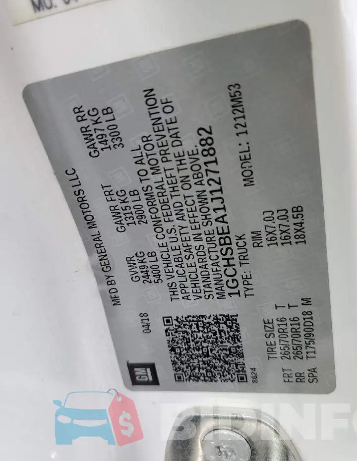 1GCHSBEA1J1271882 Photo# 12