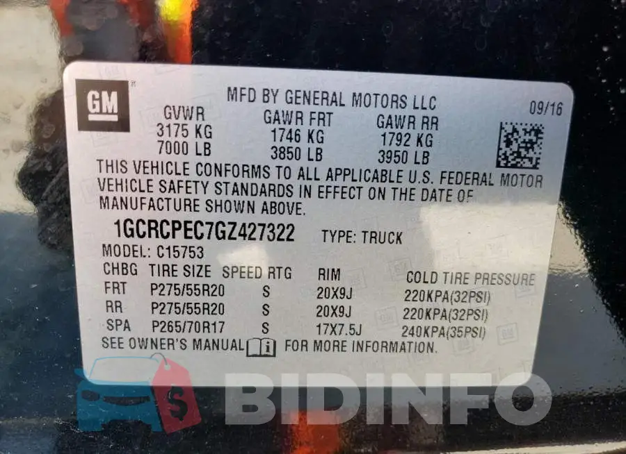 1GCRCPEC7GZ427322 Photo# 12