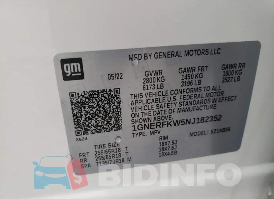 1GNERFKW5NJ182352 Photo# 13