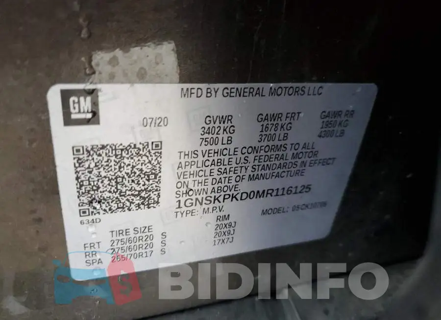 1GNSKPKD0MR116125 Photo# 13