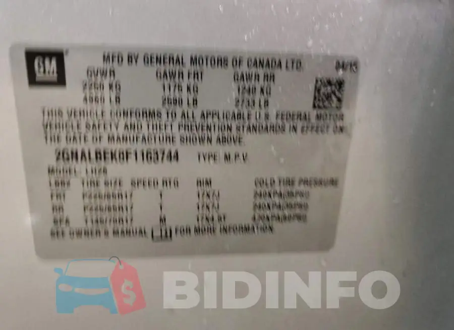 2GNALBEK8F1163744 Photo# 12