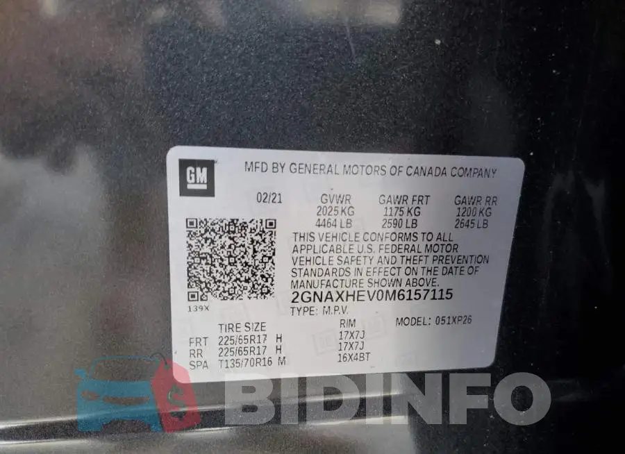2GNAXHEV0M6157115 Photo# 13