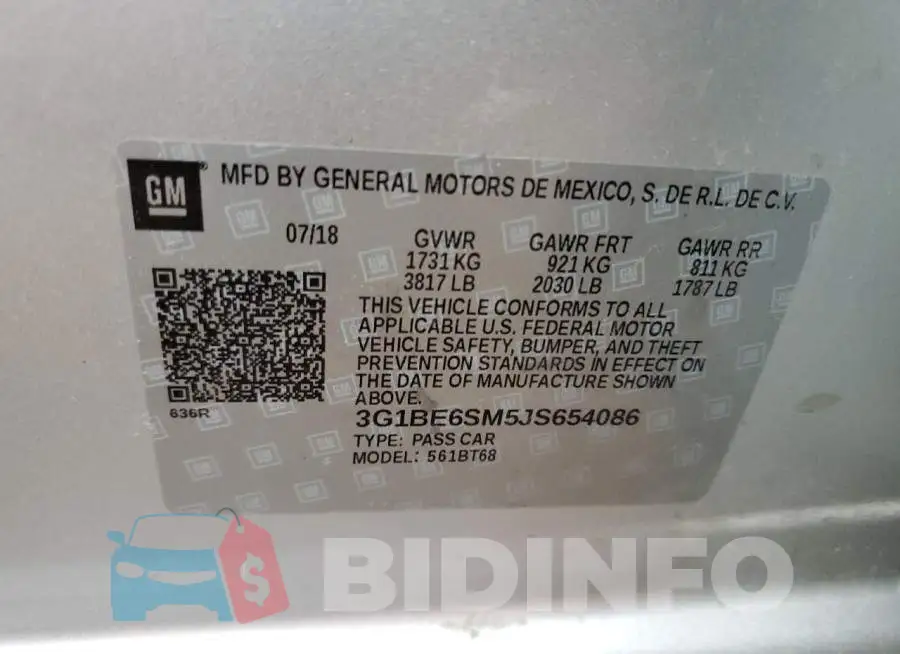 3G1BE6SM5JS654086 Photo# 12