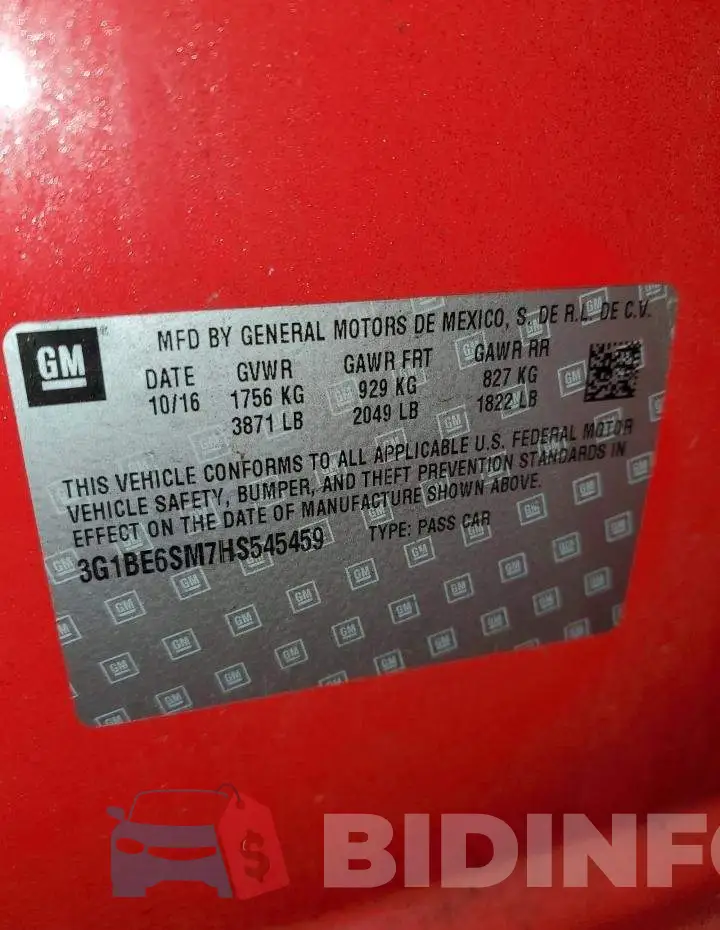 3G1BE6SM7HS545459 Photo# 12