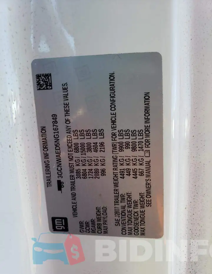 3GCNWAED5NG167849 Photo# 13