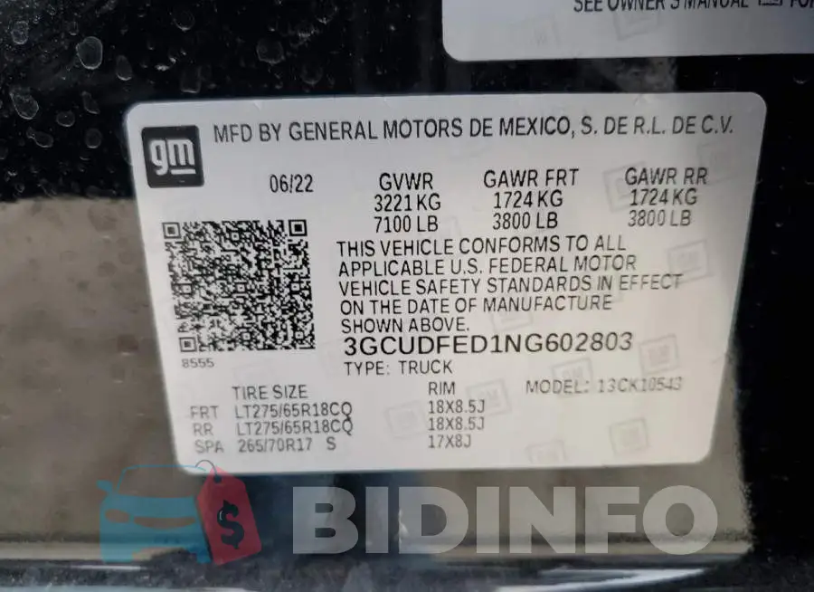 3GCUDFED1NG602803 Photo# 12