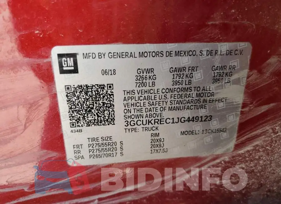 3GCUKREC1JG449123 Photo# 12