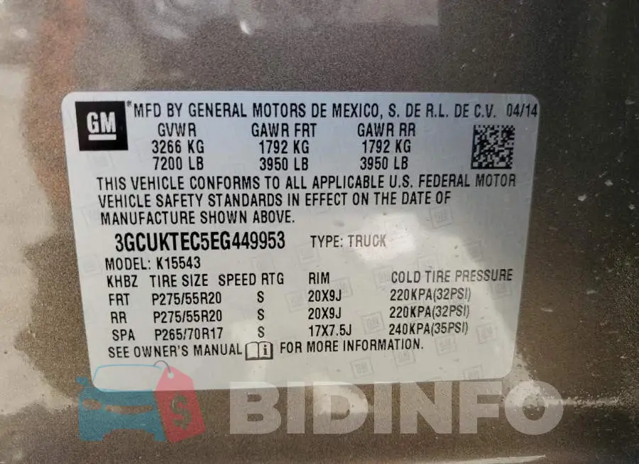 3GCUKTEC5EG449953 Photo# 13