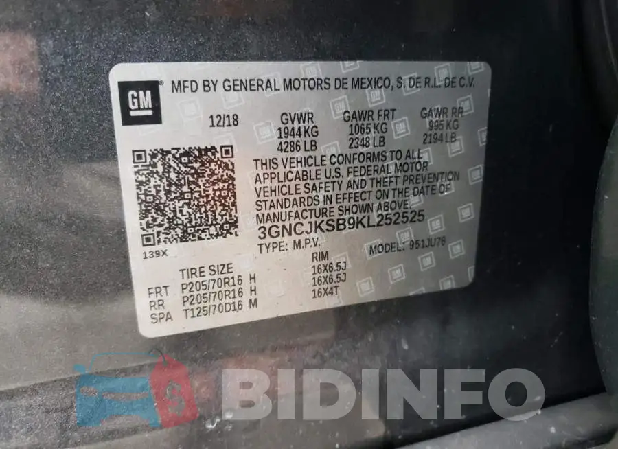 3GNCJKSB9KL252525 Photo# 13