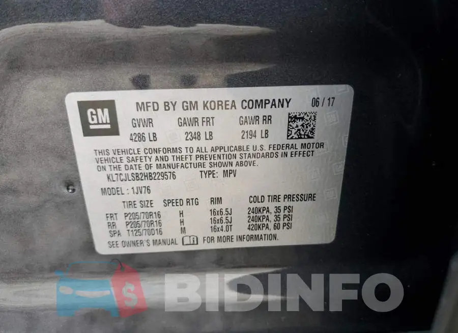 KL7CJLSB2HB229576 Photo# 12