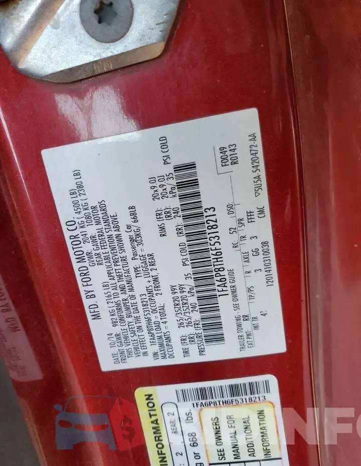 1FA6P8TH6F5318213 Photo# 12
