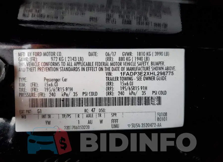 1FADP3E2XHL298775 Photo# 12