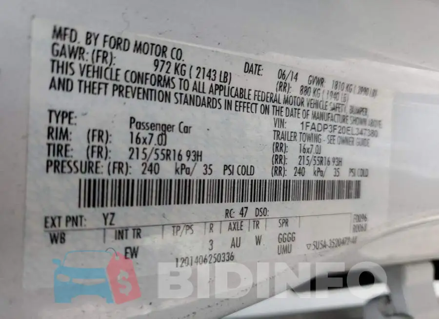 1FADP3F20EL347380 Photo# 12
