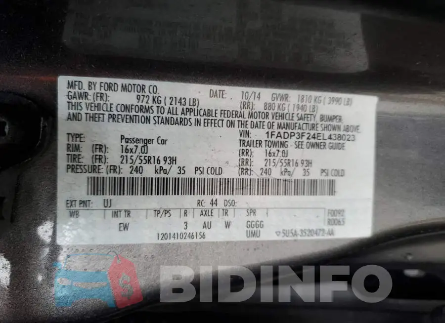1FADP3F24EL438023 Photo# 12