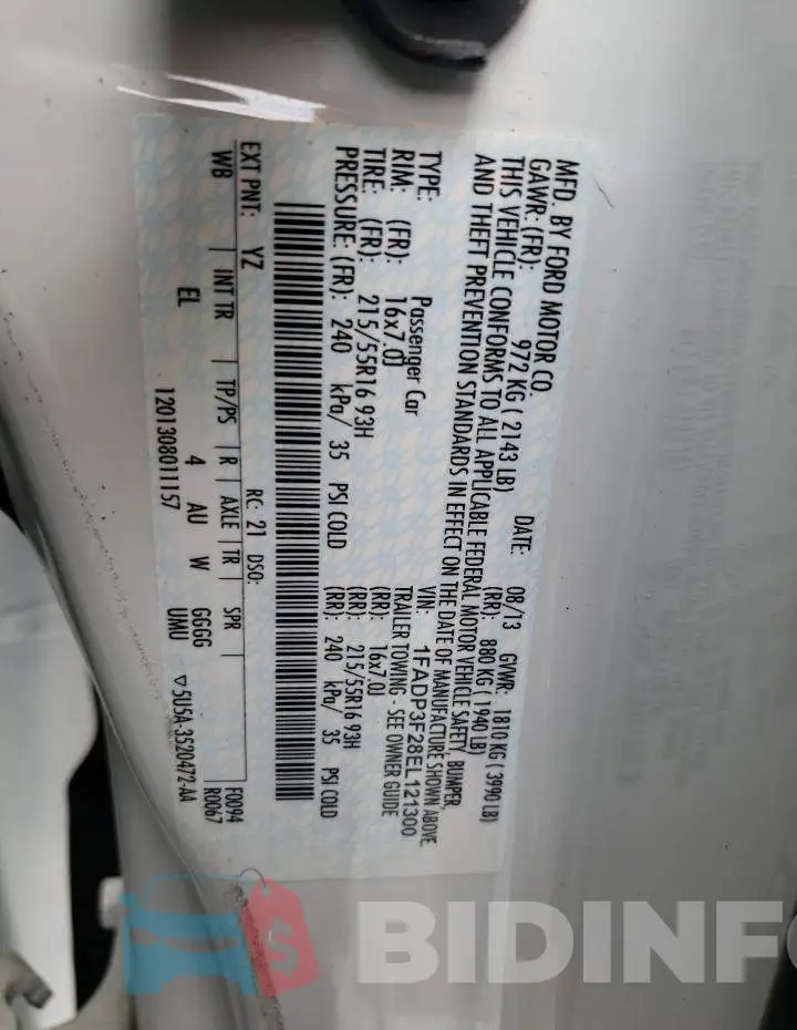 1FADP3F28EL121300 Photo# 10