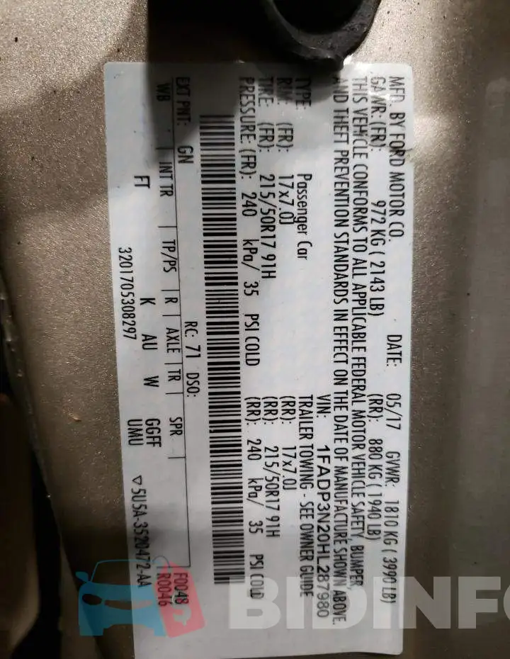 1FADP3N20HL287980 Photo# 12