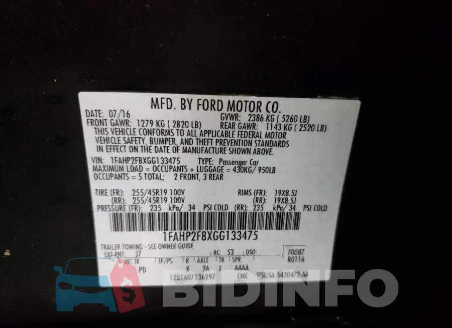 1FAHP2F8XGG133475 Photo# 10